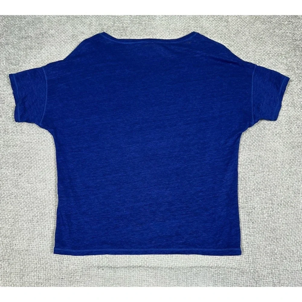 Chicos Linen Top Womens 1 Medium Blue T Shirt - Picture 2 of 6